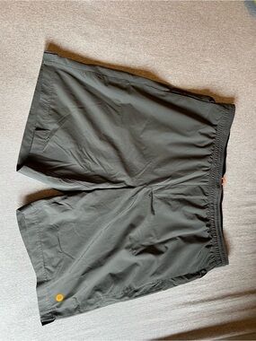 Bonobos Gray and Black Athletic Shorts with Orange Drawstring